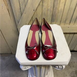 Kate Spade 10B Red Plaid Flats with Bow